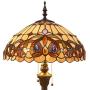 Tiffany Style Floor Standing Lamp W16H64 Inch Tall Stained Glass Serenity Victorian Lampshade 2E26 Antique Reading Light Resin Base S021 WERFACTORY Lamps Bedroom Living Room Bedside Table Lover Gifts