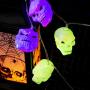 Huishang Halloween String Lights, Skull Light with 15 LED, Battery Operated Halloween Lights for Outdoor Indoor Decorations, Lights String for Halloween Party, Path Lights, Window Wall Decor Lights