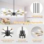 8-Light Sputnik Chandelier, Industrial Modern Ceiling Light Fixture, Semi Flush Mount Mid-Century Vintage Pendant Lights for Dining Room Bedroom Living Room Kitchen Hallway Foyer (Bulbs Not Included)