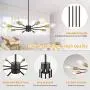 8-Light Sputnik Chandelier, Industrial Modern Ceiling Light Fixture, Semi Flush Mount Mid-Century Vintage Pendant Lights for Dining Room Bedroom Living Room Kitchen Hallway Foyer (Bulbs Not Included)