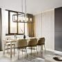 Emliviar Modern 5-Light Kitchen Island Pendant Light Fixture, Linear Pendant Lighting, Black and Gold Finish with Clear Glass Shade, P3033-5LP