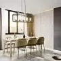 Emliviar Modern 5-Light Kitchen Island Pendant Light Fixture, Linear Pendant Lighting, Black and Gold Finish with Clear Glass Shade, P3033-5LP