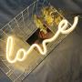 Protecu Love Neon Sign, 3 AA Battery/USB Powered Neon Lights LED Signs for Bedroom Neon Signs for Wall Decor, Neon Signs for Birthday, Party, Kids, Girls Room, Christmas, New Year Decor (Warm White 1)
