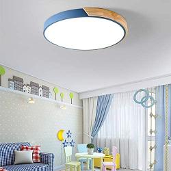 LITFAD Ceiling Light 16'' Macaron Modern Acrylic Round Flush Mount LED Ceiling Lamp Pendant Light in White Light for Kids Bedroom Living Room Restaurant Blue