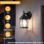 Dusk to Dawn Sensor Outdoor Wall Lanterns, Waterproof Porch Light Fixtures Wall Mount, Outside Wall Sconce Exterior Wall Lamp with Textured Glass for Garage, House, Front Door (E26 Bulb Included)
