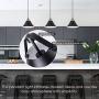 Modern Pendent Light Fixture with Leather and Iron Finish, 1-Light Hanging Light for Kitchen Island Dining Room Bedroom Living Room,UL Listed Wires,Black, by YIFI