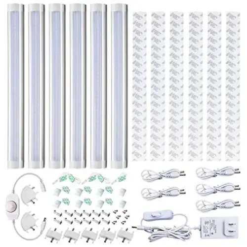 LAMPAOUS LED Shop Light Strip, LED Under Cabinet Lighting, Night Lamp for Living Room,Under Counter Kitchen Lighting, Linkable and Dimmable, 12'' Inch 6Pack Kit (Natural White 4500K)
