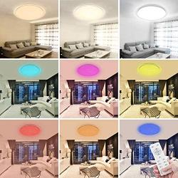 OOWOLF 25W Dimmable LED Ceiling Light, Upgraded Modern 15.7in RGB Close to Ceiling Lamp Fixture with Remote for Bedroom,Living Room,Kitchen,Dining Room