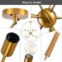 Modern Sputnik Chandelier 8 Lights Brass Mid Century Sputnik Ceiling Light Fixture Industrial Vintage Pendant Lighting for Dining Room Living Room Bedroom Kitchen