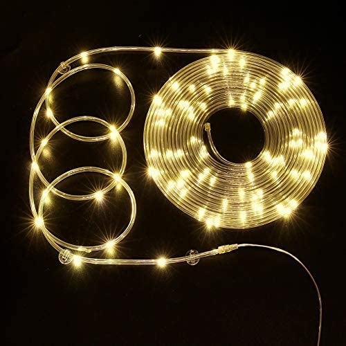 120 LED Rope Light, USB Powered, Rope Tube Fairy Lights with Remote, Warm White