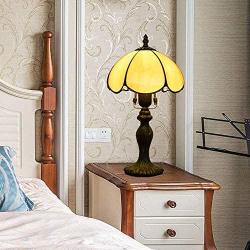 LILICEN HYF European Retro Table Lamp Simple Table Lamp Creative Tiffany Color Glass Living Room Dining Room Bedroom Bedside Table Lamp Yellow Table Lamp Indoor Tiffany Style