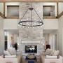 MEEROSEE LED Chandelier Modern Farmhouse Pendant Lighting Fixture D35.43'' Acrylic Shade 24 Lights Round Rustic Dining Room Oil Rubbed Bronze Chandeliers for Island Living Room Dimmable
