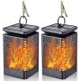 Solar Lantern Lights Dancing Flame Waterproof Outdoor Hanging Lantern Solar Powered Umbrella Led Night Lights Dusk to Dawn Auto on Off Landscape Decorative for Garden Patio Deck Yard Path 2 Pack