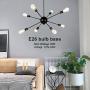 T&A 8 Lights Modern Metal Sputnik Chandelier,Mid Century Ceiling Light Fixture Industrial Style Pendant Lighting for Kitchen Living Room Dining Room(Matte Black)