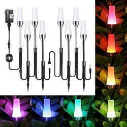 ECOWHO Low Voltage Landscape Lights, 8 Pack Color Changing RGB Landscape Lights, Connectable Pathway Lights Outdoor, Waterproof Outdoor Garden Path Yard Lawn Lights (7 Colors Keep Changing, 480lm)