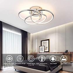 WELAKI 46W LED Flush Mount Ceiling Light, 19.7-inch Modern Pendant Close to Ceiling Light, 3000K Warm White Adjustable 3 Rings LED Ceiling Lamp for Bedroom, Living Room, Dining Room, Kitchen