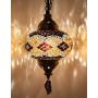 (8 Colors) DEMMEX Turkish Moroccan Mosaic Swag Plug in Pendant Ceiling Hanging Light with 15feet Cord Decorated Chain & North American Plug (Brown - 6'' Diameter)