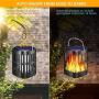 Ollivage Hanging Solar Lights, Dancing Flame Solar Lights Outdoor Hanging Lanterns, Solar Powered Torch Lights and USB Charging Solar Flame Landscape Lights for Garden Patio Deck Yard Path, 2 Pack