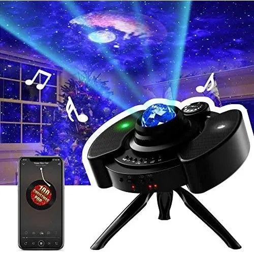 Star Projector, Night Light Galaxy Projector LED Lamp with Bluetooth Music Speaker Nightlight with Brightness Adjustment & 360 °Tripod for Kids Bedroom Decor, Home Theater, Game Rooms or Party