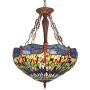 Capulina Tiffany Hanging Lamp, Large Dragonfly Stained Glass Lamps, Tiffany Pendant Lighting, 4-Light Hanging Tiffany Lamp, W21'' Wide Tiffany Dining Room Light, Hanging Light