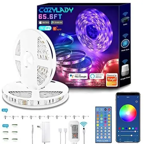 Cozylady LED Strip Lights 65.6Ft Controlled by APP, Remote , Voice