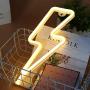 Protecu Neon Lightning Bolt, USB or Battery Operated Neon Sign Shaped Decor Light, LED Neon Decorative Lights, Neon Light Sign for Kids, Living Room, Birthday, Party Decor (Warm White)