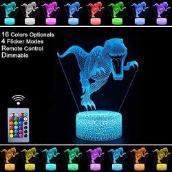 Dinosaur Night Light for Kids,3 Patterns Remote & Touch Control 16 Colors Changing & Dimmable Xmas Birthday Gifts for Kids Boys Nursery