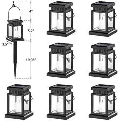 Solpex Solar Hanging Lantern Outdoor, 8 Pack Solar Pathway Lights Candle Effect Light with Stake for Garden, Patio, Lawn, Deck, Umbrella, Tent, Tree, Yard, Driveway-Warm White