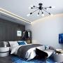 8 Lights Sputnik Chandelier Black Industrial Flush Mount Kitchen Hallway Bedroom Rustic Ceiling Light Fixtures