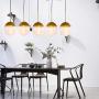 Kitchen Pendant Light with Sphere 5-Light, A1A9 Modern Industrial Glass Ball Globe Ceiling Lights Fitting, E26 LED Chandelier Lamp Fixture for Kitchen Island, Bar, Dining Room, Counter, Cafe (Brass)