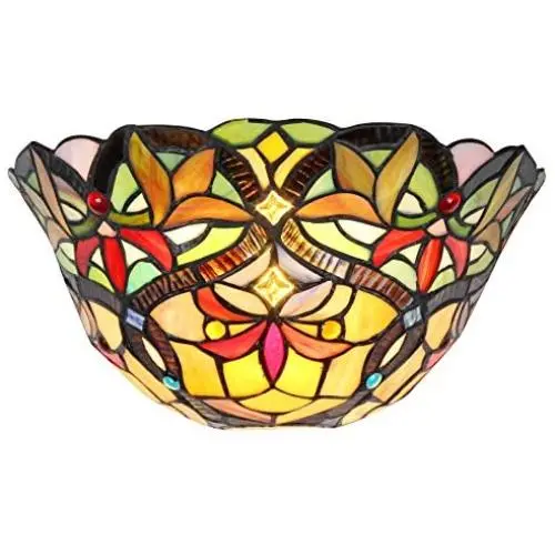 Capulina Victorian Tiffany Sconces Lighting, 1-Light Antique Tiffany Style Wall Light, 12 Inch Wide Stained Glass Sconce, Vintage Stained Glass Wall Lamp for Living Room Bedroom Gift Capulina Victorian Tiffany Sconces Lighting, 1-Light Antique Tiffany Style Wall Light, 12 Inch Wide Stained Glass Sconce, Vintage Stained Glass Wall Lamp for Living Room Bedroom Gift