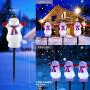 Christmas Decorations Snowman Landscape Path Lights Outdoor Stakes, HueLiv 3 PCS LED Outdoor Snowman Pathway Lights, Plug in Waterproof Pathway Stake Lights for Decor Garden, Patio, Yard, Lawn