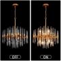 TZOE Modern Chandeliers,Crystal Chandelier,8 Light Round Pendant Light Width 19 inches Brass Metal + Clear Glass Adjustable Height UL Listed