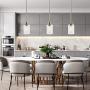 TODOLUZ Modern Single 1 Light Pendant Light Brushed Nickel with Clear Cylinder Glass Cylinder Shade Hanging Lamp Fixture for Dining Room Kitchen Bedroom