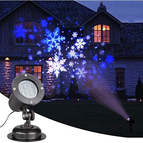 EAMBRITE Christmas Projector Lights LED White Blue Rotating Snowflake Projector Light for Birthday Wedding Theme Party Garden Home Winter Outdoor Indoor Decor