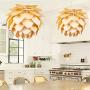 RUNNUP North Europe Designer Pinecone Suspension Light Woody Pendant Light Flying Saucer Shape Ceiling Fixtures Hanging Lighting Lamp for Bedroom Balcony Dining Room, 23