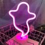 iceagle Ghost Light Neon Signs Neon Lights for Wall Decor,USB or Battery LED Signs for Bedroom, Decorative Neon Light Sign for Christmas,Birthday Party, Living Room, Girls,Kids Room（Ghost Pink）