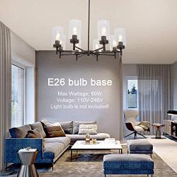VINLUZ Contemporary Chandeliers Large 8 Lights Oil Rubbed Bronze Modern Lighting Fixtures Hanging Clear Glass Shades Pendant Light for Dining Room Living Room Kitchen