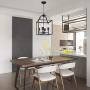 MELUCEE Lantern Chandelier 4 Lights Black Farmhouse Pendant Light, Industrial Vintage Dining Room Lighting Fixtures Hanging Kitchen Island Lighting Foyer Chandelier