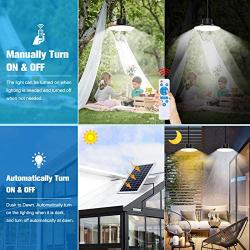 Solar Lights Outdoor, NIORSUN LED Solar Pendant Lights 5000K|4000K|3000K| Dimmable Lighting with Remote Control, 2x16.4ft Cable IP65 Waterproof for Indoor, Garden, Patio, Garage, Camp(2 Pack)