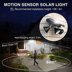 Onforu LED Solar Motion Sensor Light Outdoor, 2000LM 3000mAh Security Lights Solar Powered with 3 Adjustable Heads, Solar Flood Light with 3 Modes, IP65 Waterproof Solar Wall Light for Yard Pathway