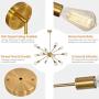 Heircido 12 Lights Sputnik Chandelier Lighting, Brass Mid Century Chandelier Industrial Modern Pendant Light Fixture Dining Room Lighting Fixtures Hanging Modern Sputnik Light, Brushed Brass