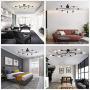 NIUYAO Vintage Semi Flush Mount Ceiling Light Fixture Industrial Sputnik Chandelier Wrought Iron 8 Edison Lights Hanging Fixture Pendant Lighting for Dining Room Kitchen Living Room Lighting (Black)