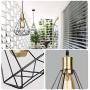 Qamra Industrial Pendant Light, Vintage Farmhouse Geometry Cage Ceiling Lighting Fixtures Modern Hanging Lamp for Kitchen Island Dining Room Entryway (Black + Gold)