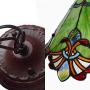 LITFAD Tiffany Style Pendant Lighting Stained Glass Cone Pendant Light 2 Lights Antique Ceiling Lamp Art Decoration Ceiling Hanging Light for Dining Room Restaurant Study Room - Green, 12.6'' (32 cm)