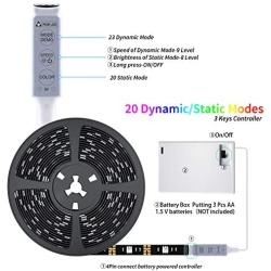 13.2 Feet Battery Powered Led Strip Lights,DIY Color Changing Led Lights Battery Operated. Integrated Controller for Bedroom, Sports,Outdoors, Party,Costume and Dress up