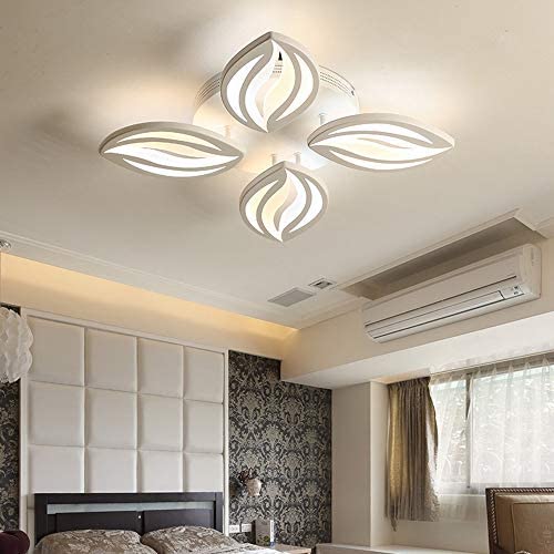 SUSUO Minimalist LED Ceiling Lights Petal Design Semi Flush Light Contemporary Metallic LED Lighting Fixture for Living Room Bedroom in Cool White, 48W, 6000K