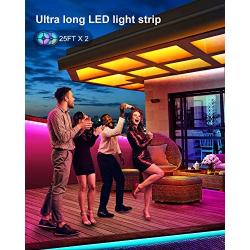 50ft LED Strip Lights, Ultra-Long RGB 5050 LED Light Strips with 44-Key Remote, Music Sync Color Changing LED Light, APP Controlled LED Light Strip (APP+Remote+Mic+4 Button Switch)