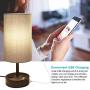 Table Lamp, Bedside Lamp with USB Port, 3 Way Dimmable Touch lamp, Table Lamps for Bedrooms, E26 LED Bulbs Included Nightstand Lamps, Small Desk Lamp with Grey Fabric Ideal for Living Room or Office