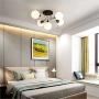 BOKT Semi Flush Mount Ceiling Light 5 Lights Sputnik Light Fixture Mid Century Modern Ceiling Pendant Light with Milky White Glass Shade for Living Dining Room Kitchen